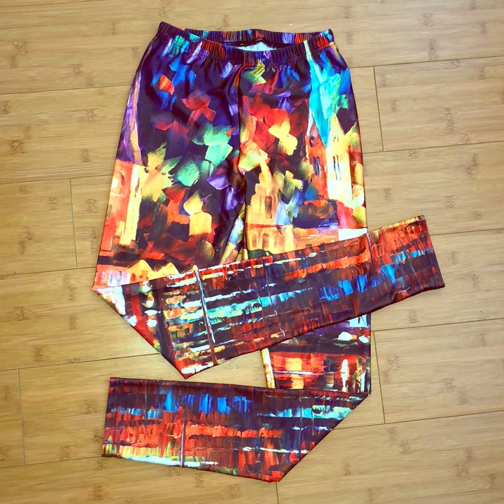 🧘🏻‍♀️Beautiful, Watercolor Yoga Pants: NWOT